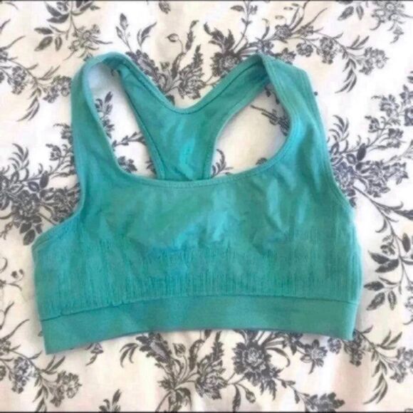 Barely There Sports Bra Womens XS Green Stretch Racerback Athletic Workout Gym - Picture 1 of 5